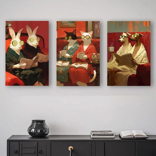 3pcs Decorative Mural Anime Modern Metal Print Ready to Hang Art
