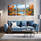 3pcs   Mountains And Lakes In Autumn Wall Art Set Canvas Framed 40x60cm - High Quality Print 100% Australian Made Wall Canvas Ready to Hang