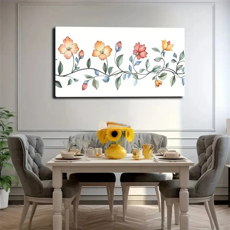 Pure White Background Flowers Wall Art Canvas Office Home Room Framed 80x45cm