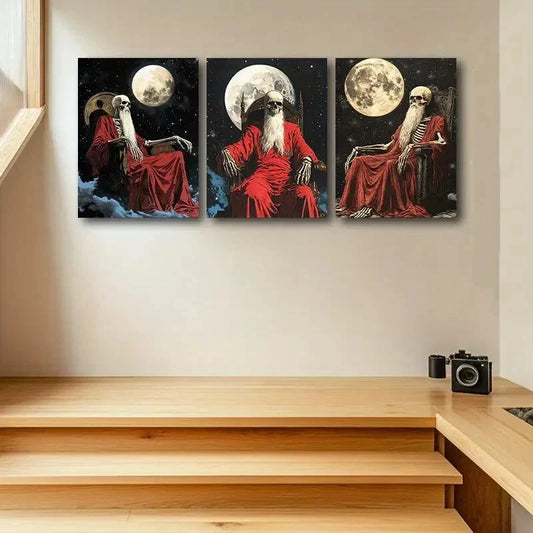 3pcs Old for Man Skeleton Metal Print Ready to Hang Art