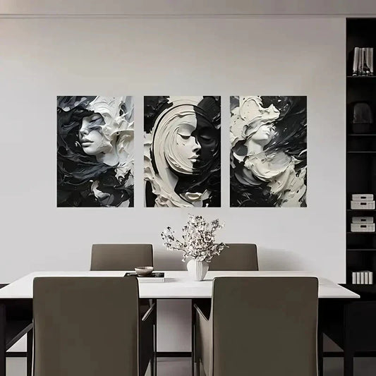 3pcs Artistic Portrait Metal Print Ready to Hang Art