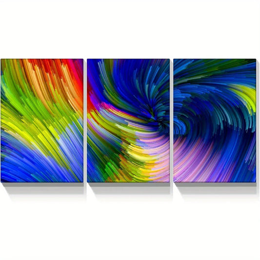 3pcs Abstract Charming Stylish Colourful Metal Print Ready to Hang Art