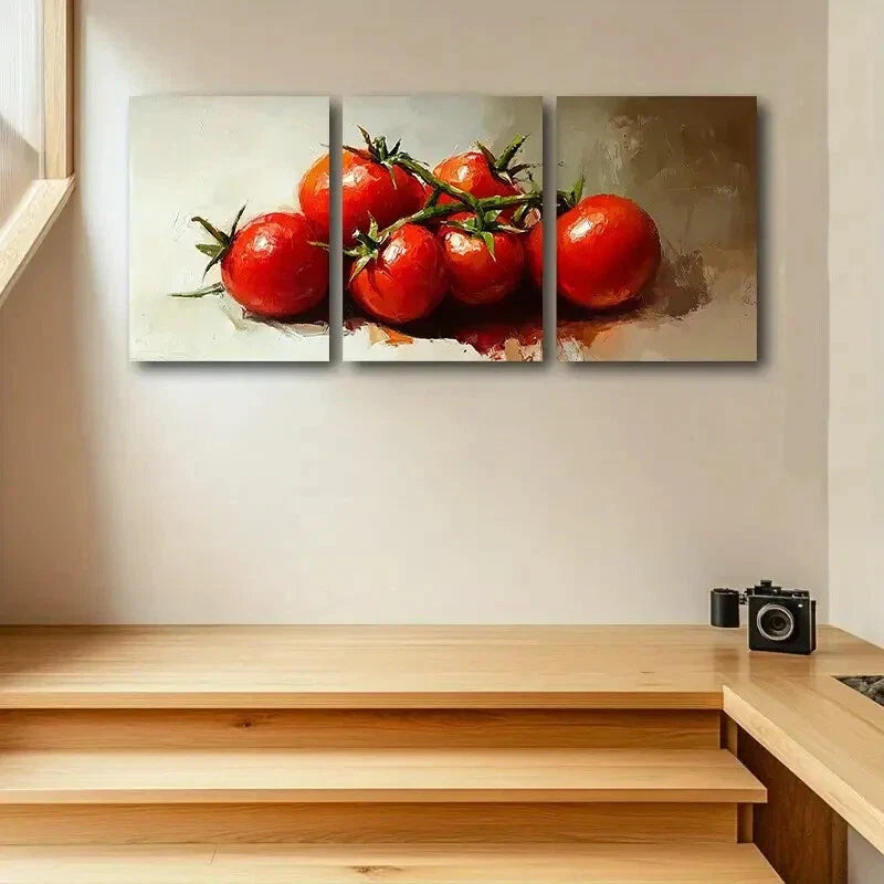 3pcs Delicious Tomato Metal Print Ready to Hang Art