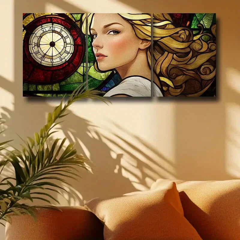 3pcs Time goddess Metal Print Ready to Hang Art