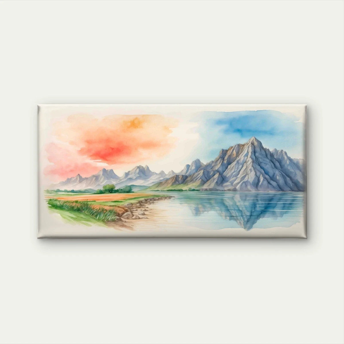 Watercolor Natural Landscapes Wall Art Canvas Office Home Room Framed 120x60cm