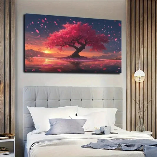 Cherry Blossom Tree Wall Art canvas office home room framed 120x60cm