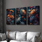 3pcs Colorful Retro Gorgeous Chrysanthemums Wall Art Set Canvas Framed 40x60cm - High Quality Print 100% Australian Made Wall Canvas Ready to Hang