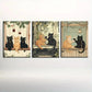 3pcs Contemporary Cat Illustrations Wall Art Set Canvas Framed 40x60cm - High Quality Print 100% Australian Made Wall Canvas Ready to Hang