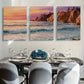 3pcs Sea View Brown Mountain Waves Metal Print Ready to Hang Art