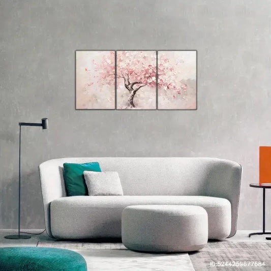 3pcs Pink & White Abstract Botanical Prints Metal Print Ready to Hang Art