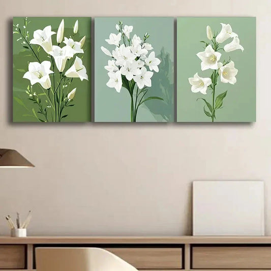 3pcs Elegant White Flower Nice Colorful Perfect Wall Art Set Canvas Framed 40x60cm - High Quality Print 100% Australian Made Wall Canvas Ready to Hang