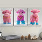 3pcs Pink Highland Cattle  Wall Art Set Canvas Framed 40x60cm - High Quality Print 100% Australian Made Wall Canvas Ready to Hang