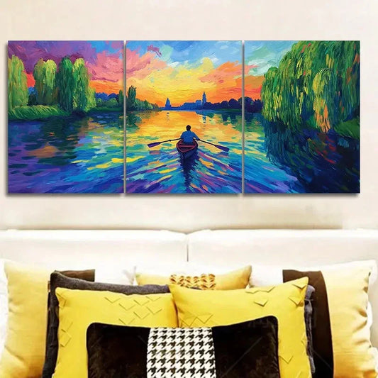 3pcs  Abandoned Lake, Classic Modern Metal Print Ready to Hang Art