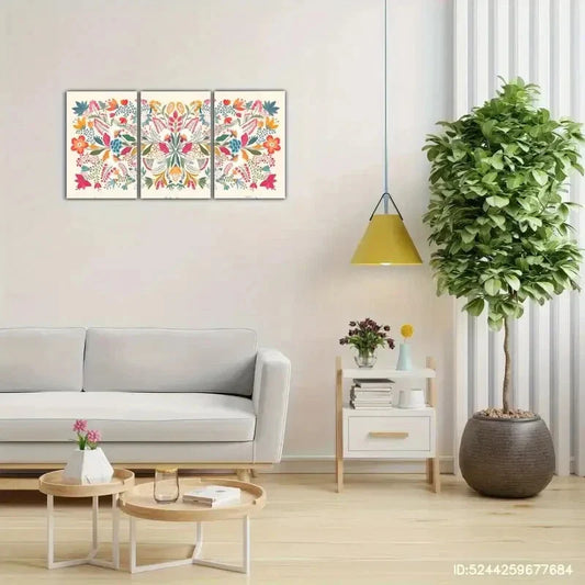 3pcs Colorful Aesthetic Poster Floral Art Metal Print Ready to Hang Art