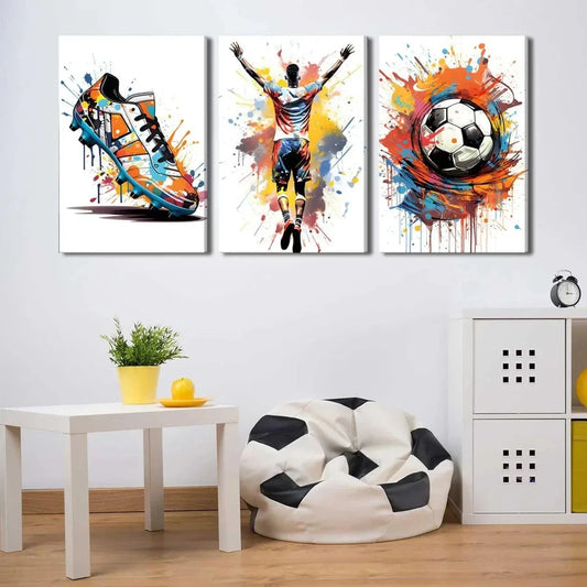 3pcs Colorful Sneakers Sports Theme Metal Print Ready to Hang Art