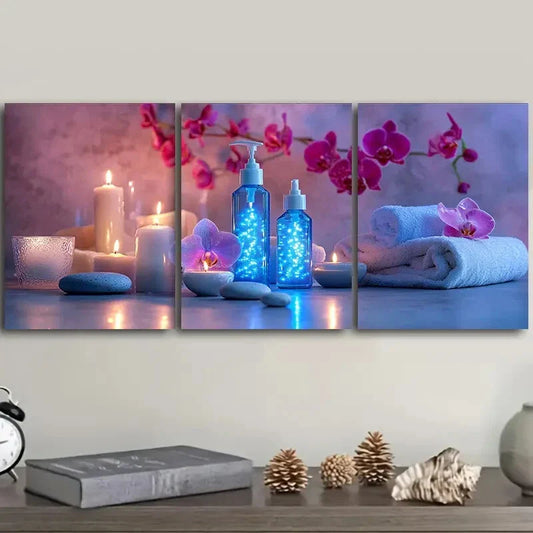 3pcs Spa candle Art Painting Metal Print Ready to Hang Art