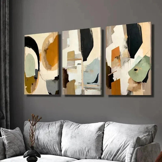 3pcs Geometric Mosaic Design Decoration Wall Art Set Canvas Framed 40x60cm - High Quality Print 100% Australian Made Wall Canvas Ready to Hang