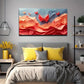 Red Origami Butterflies Wall Art Canvas Office Home Room Framed 80x45cm