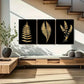 3pcs Elegant Golden Fern Botanical Prints Metal Print Ready to Hang Art
