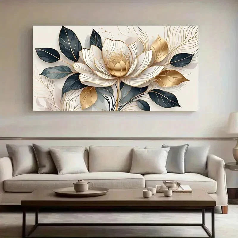 Abstract Vintage Lotus Wall Art wall canvas office home room framed 120x60cm