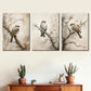 3pcs Nature Scene with Chickadee & Sparrow Metal Print Ready to Hang Art