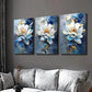 3pcs Modern Luxury Blue and White Floral Wall Art Set Canvas Framed 40x60cm - High Quality Print 100% Australian Made Wall Canvas Ready to Hang