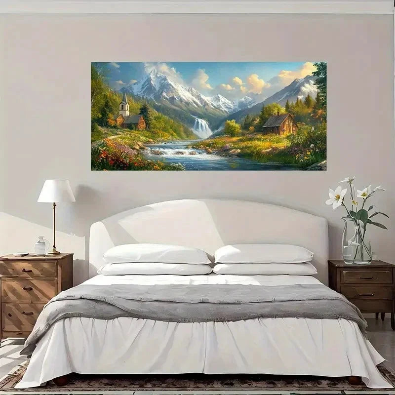 Nature Waterfall Mountain Wall Art Canvas Office Home Room Framed 120x60cm