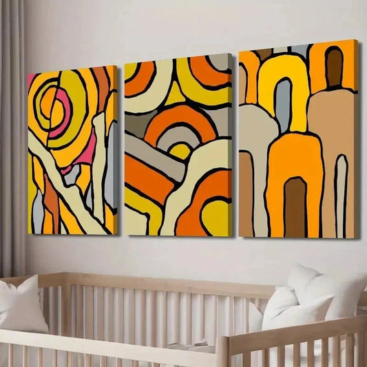 3pcs Stylish Abstract Geometric Decor Wall Art Set Canvas Framed 40x60cm - High Quality Print 100% Australian Made Wall Canvas Ready to Hang