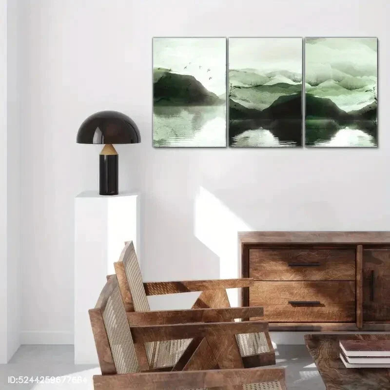 3pcs Mountain & Sea Landscape Watercolor Style Metal Print Ready to Hang Art