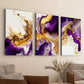 3pcs Purple Modern Abstract Modern Art Golden Wall Art Set Canvas Framed 40x60cm - High Quality Print 100% Australian Made Wall Canvas Ready to Hang