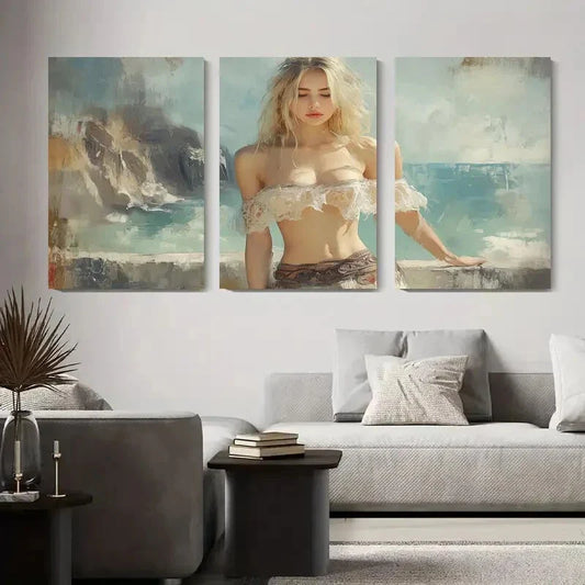 3pcs Serene Coastal Beauty Metal Print Ready to Hang Art
