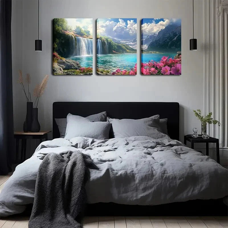 3pcs Rustic Coastal Style Solid Pattern  Wall Art Set Canvas Framed 40x60cm - High Quality Print 100% Australian Made Wall Canvas Ready to Hang