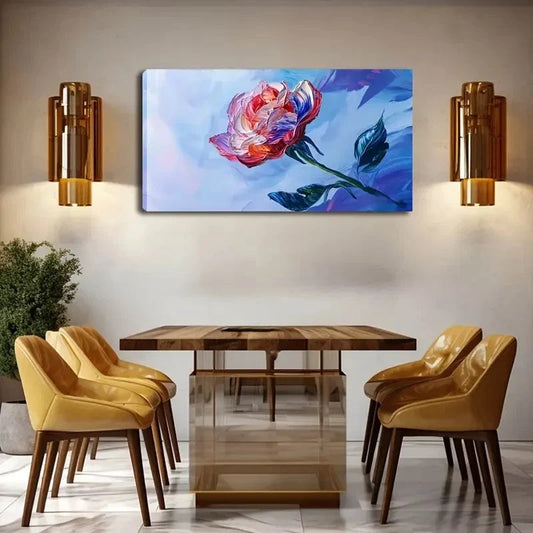 Vibrant Pink & Blue Floral Wall Art Canvas Office Home Room Framed 120x60cm