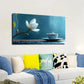 Serene Blue & White Floral Wall Art Canvas Office Home Room Framed 120x60cm