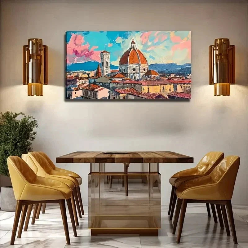 Striking Building Wall Art Canvas Office Home Room Framed 80x45cm