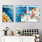 3pcs Blue Dome Architecture with Ocean Sailboats Metal Print Ready to Hang Art