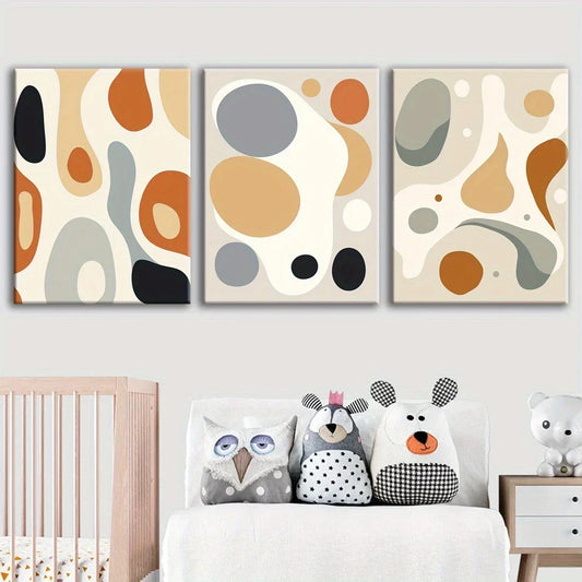 3pcs Modern Abstract Odorless and Waterproof Metal Print Ready to Hang Art