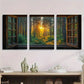 3pcs Open Window Forest View Sunrise Metal Print Ready to Hang Art