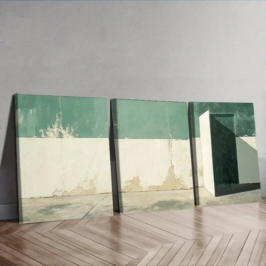 3pcs a green and white wall Painting Wall Art Set Canvas Framed 40x60cm - High Quality Print 100% Australian Made Wall Canvas Ready to Hang
