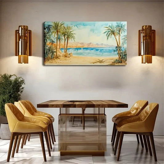 Realistic Tropical Beach Décor Wall Art Canvas Office Home Room Framed 120x60cm