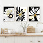 3pcs Black and Golden Modern Botanical Metal Print Ready to Hang Art