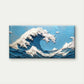 Blue & White Abstract Ocean WaveWall Art Canvas Office Home Room Framed 80x45cm