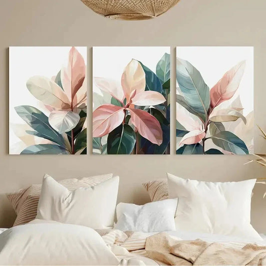 3pcs Colorful Floral & Foliage Vibrant Tropical Metal Print Ready to Hang Art