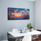 Sunset Beach Scene Pink Purple Wall Art Canvas Office Home Room Framed 120x60cm