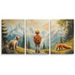 3pcs Boy's Adventure with Bear & Fox Metal Print Ready to Hang Art