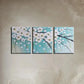 3pcs Fresh Tree Branch with White Flower Metal Print Ready to Hang Art