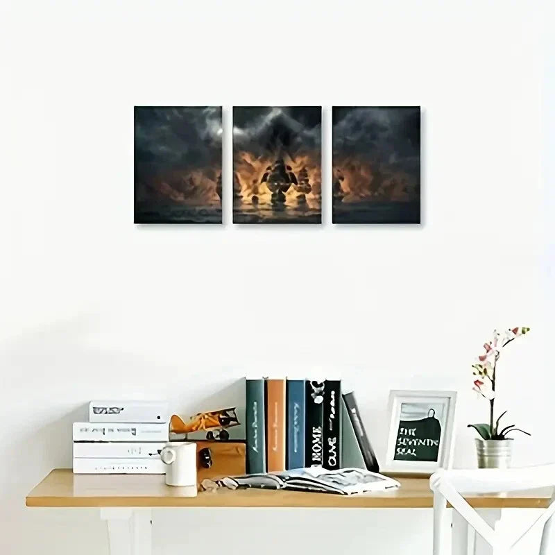 3pcs Pirate Sailboat Seascape Metal Print Ready to Hang Art