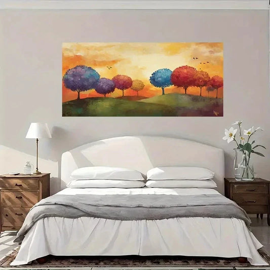 Autumn Trees Landscape Wall Art Canvas Office Home Room Framed 80x45cm