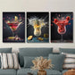 3pcs ,Abstract lemon pineapple strawberry splash Metal Print Ready to Hang Art