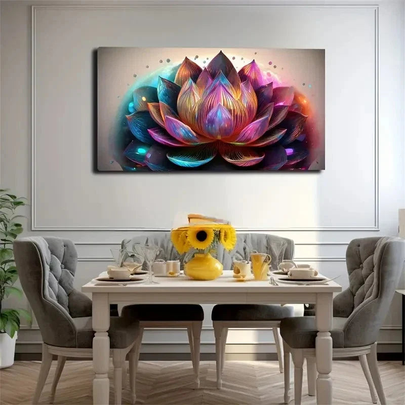 Magical Lotus Flower Suitable Wall Art Canvas Office Home Room Framed 80x45cm